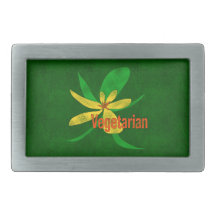 Vegetarian Flower Rectangular Belt Buckle