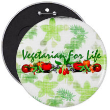 Vegetarian For Life Pinback Buttons