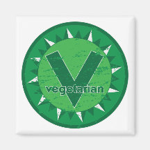 Vegetarian Green Logo Refrigerator Magnets