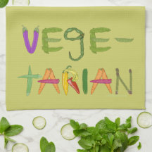 Vegetarian in Vegetables Whimsical Kitchen Towels