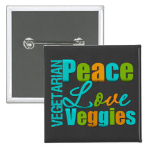 Vegetarian Peace Love Veggies Button