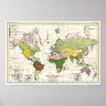 Vegetation map of the world Grisebach, A. 1866 Posters