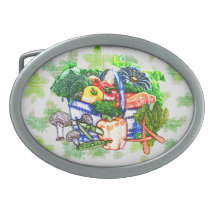Veggie Basket Oval Belt Buckle