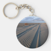 Vehicle tracks on sandy beach New Zealand Key Chains
