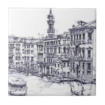 Venice, Italy, in ink Ceramic Tile