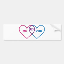 Venn Diagram Valentine - Me You Us Bumper Stickers