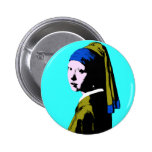 Vermeer' Pearl Earring  ala Warhol Button