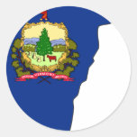 Vermont Flag Map Round Stickers