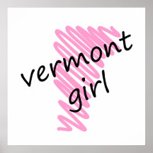 Vermont Girl with Scribbled Vermont Map Print