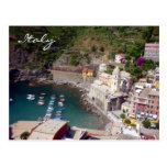 vernazza harbour italy postcard