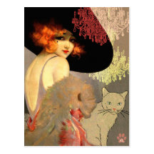 Veronica Cat and Chandelier Postcard