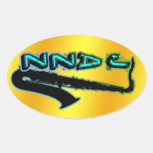 Vertical Oval Jazz Saxophone Stickers