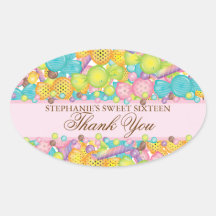 Very Sweet Colourful Candy Sweet 16 Favour Sticker