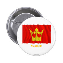 Vestfold waving flag with name pinback buttons