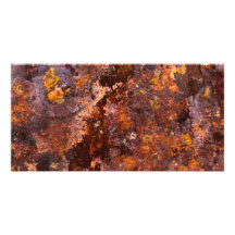 Vibrant Brown Rustic Iron Texture Personalized Photo Card