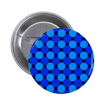 Vibrant Cool Blue Squares Hexagons Tile Pattern Button