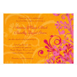 Vibrant Orange and Pink Floral Wedding Invitation