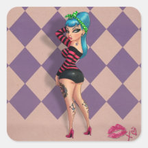 Vicky Licious - Voluptuous Pinup Model Square Stickers