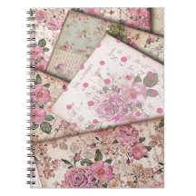 Victorian floral papers. spiral notebook