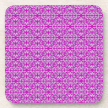 Victorian Floral Pattern in Pink Beverage Coasters