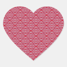 Victorian Floral Pattern in Red Heart Stickers