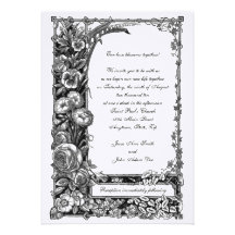 Victorian Flowers Wedding Invitation
