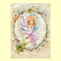 VICTORIAN GIRL HARRISON FISHER STYLE PRINT cropped invitations