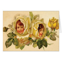 Victorian Girls Yellow Roses Everyday Card