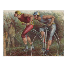 Victorian High Wheel Bicycles Postcard