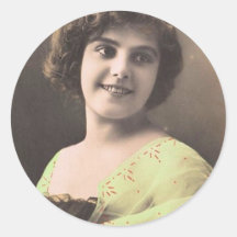 Victorian Lady in green dress Sticker