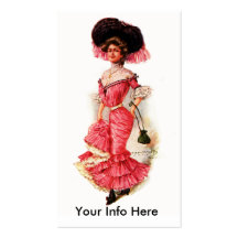 Victorian Lady in Pink Dress Business Card