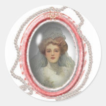 victorian lady round sticker
