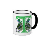 Victorian letter T with 2 cute little girls dark Mug