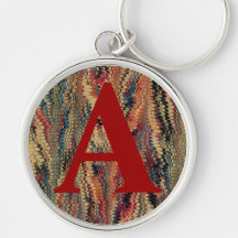 Victorian Marbled Paper Personalised Initial Key Chain
