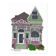 Victorian Painted Lady - Green/Pink Postcards