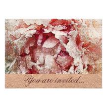 Victorian pink peony petals invitation template
