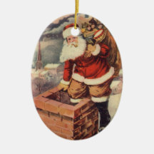Victorian Santa Claus Climbing Down the Chimney Christmas Tree Ornaments