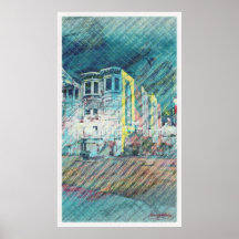 Victorians and Birds in San Francisco Print
