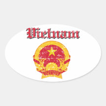 Vietnam coat of arms designs oval sticker