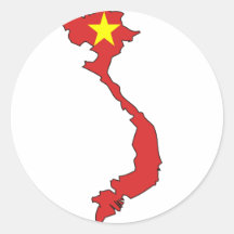 Vietnam flag map round stickers