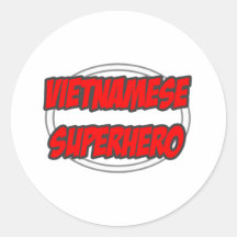 Vietnamese Superhero Round Stickers