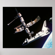 View from Soyuz of Atlantis docked with Mir Print