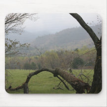view into the foggy mountains mouse mats