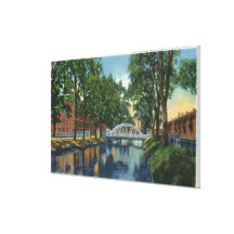 View of Mills Along the Canal Gallery Wrap Canvas