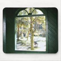 View of trees through window mousepads