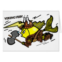 Viking Fish funny cute sparky comics mediaeval Greeting Card