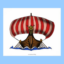 Viking ship drawing art poster posters