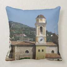 Village Clock Tower~Ville Franche Sur Mer, France Pillows