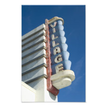 Village Theatre Neon Sign Art Photo