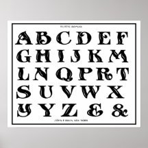 vintage 1906 Alphabet Rustic Roman font Posters